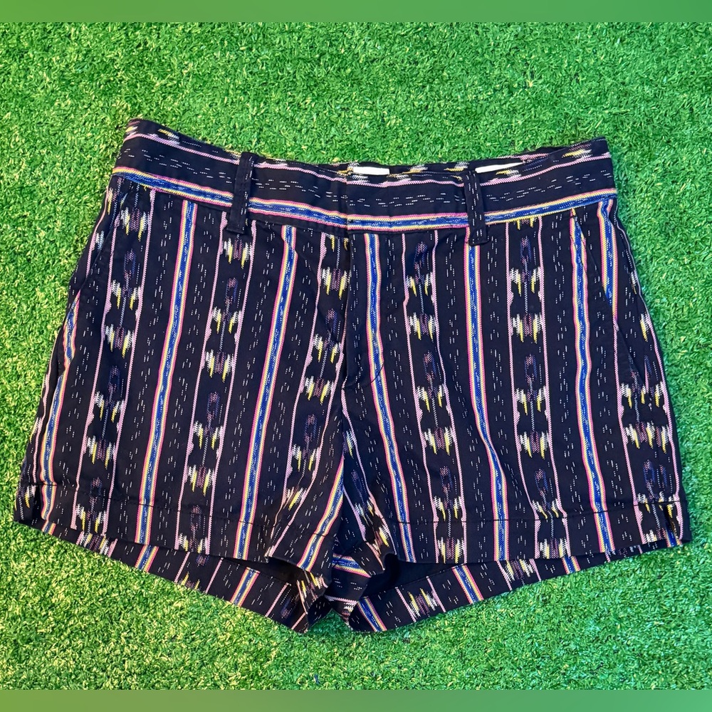 GAP Shorts Womens 2 Blue Aztec City Cotton Blend Mid Rise Three Inch Inseam
